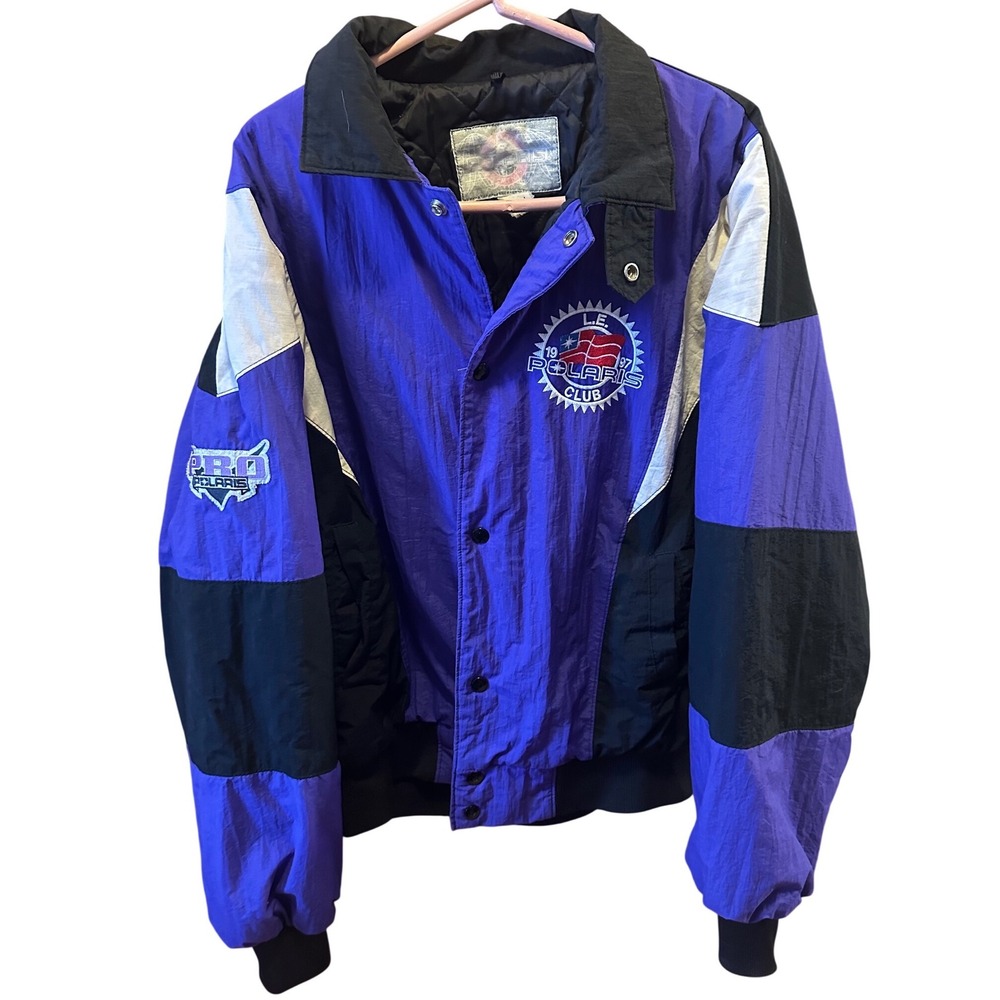 Vintage 1997 Polaris LE Club Snowmobile Jacket Purple Black Colorblock Mens L